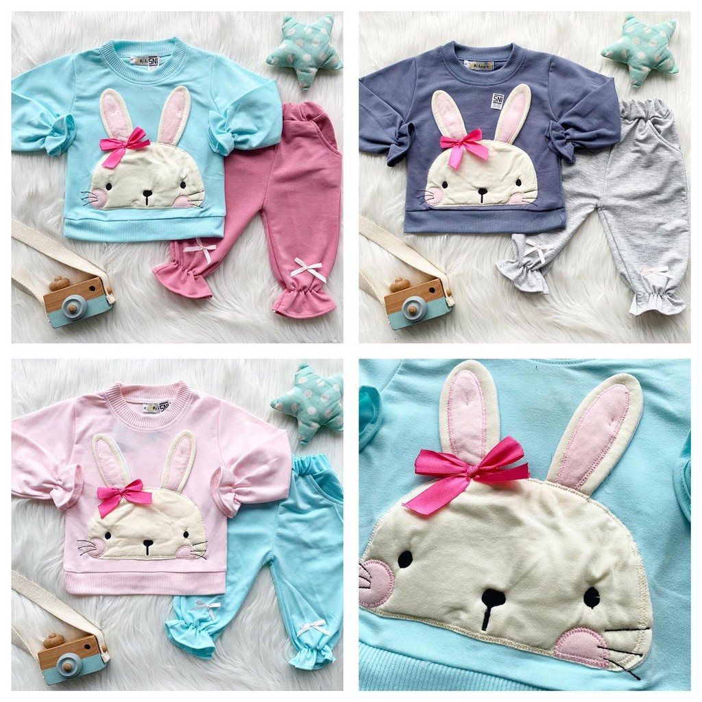 sweater bayi anak perempuan balita 1-4 tahun cute mouse sweater set lengan panjang celana panjang jogger baju dingin baby bayi perempuan cewek