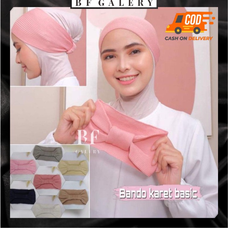 BFA005 Ciput Rajut Bandana Bando Pita Karet Dewasa Iner Hijab Termurah Jakarta