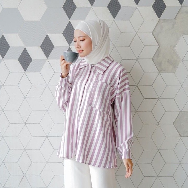 KEMEJA SALUR OVERSIZE POCKET | STRIPPY SHIRT | STRIPE KEMEJA SALUR