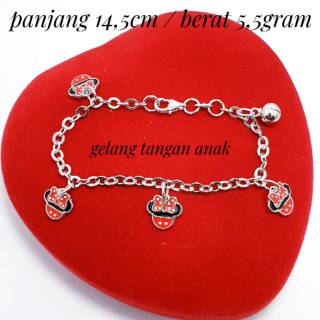  GELANG  TANGAN ANAK MICKEY MOUSE MINNIE MOUSE PERAK 925 