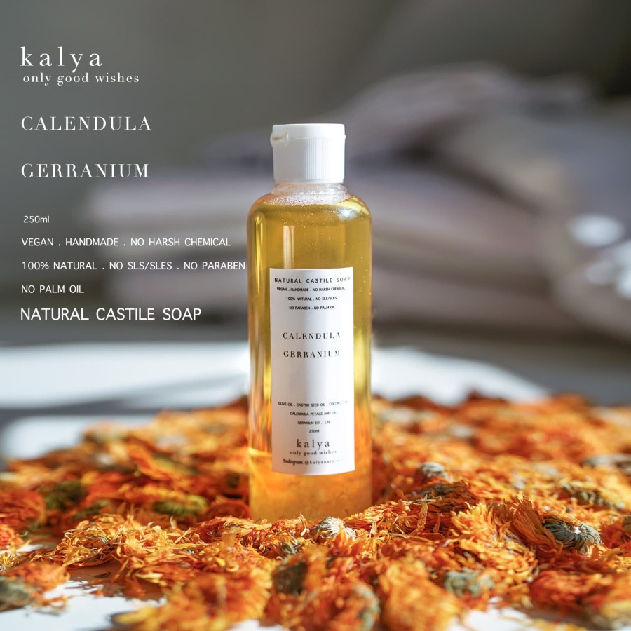 kalya sabun cair - natural  liquid castile soap - CALENDULA GERRANIUM no sls