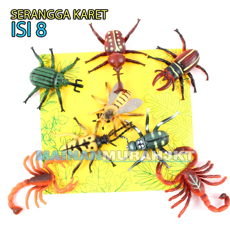 MAINANKEI ANAK MURAH WORLD OF WILDLIFE P97 SERANGGA KARET ISI 8 PCS KUALITAS IMPORT