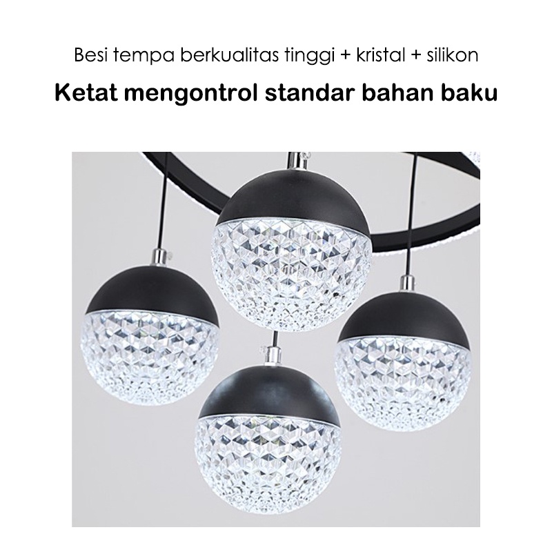 lampu gantung kristal minimalis mewah 3 warna LED Remote Control ruang tamu Dekorasi Hotel Nordik bergaya Eropa bar