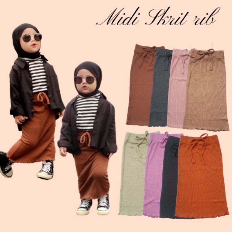 MIDI SKIRT RIB 1-6 TAHUN ROK ANAK PEREMPUAN RAJUT KNIT