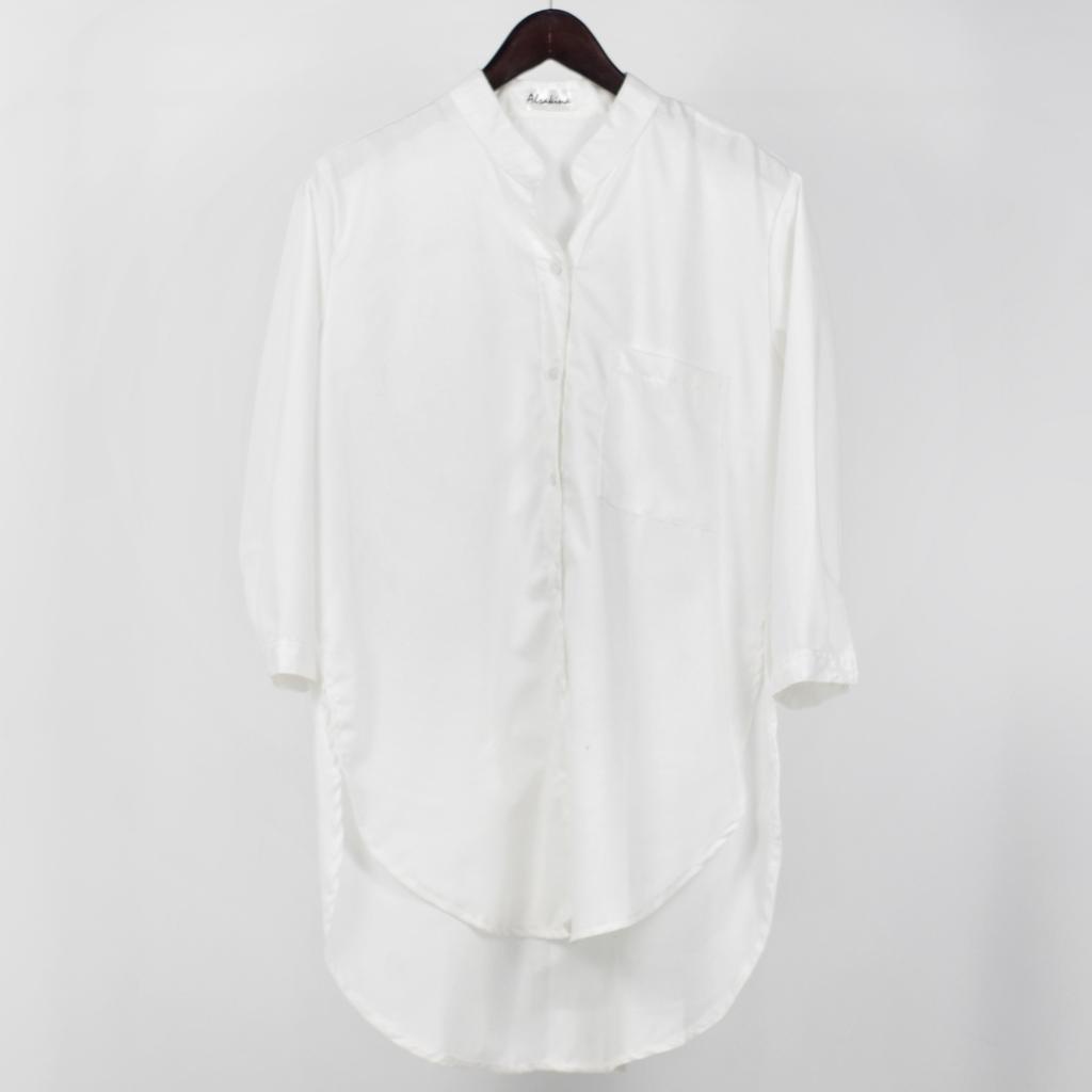 Kemeja Tunik Polos / Kemeja Wanita / Kemeja Polos / Kemeja Kerja / Bahan Toyobo-Putih