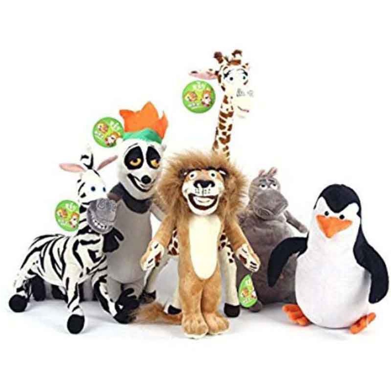 35cm Madagascar Character Plush Toys Gloria Penguin Marty Alex Melman Julien Toys