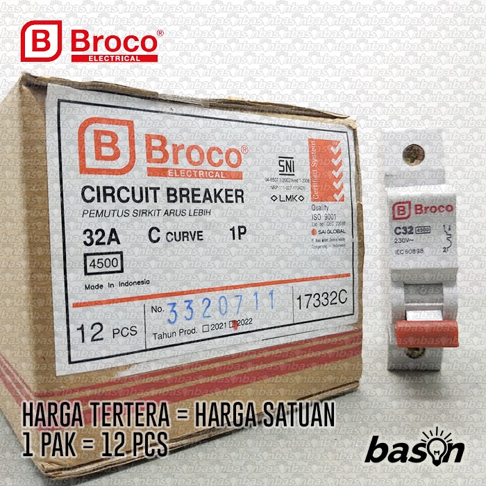 BROCO MCB 32A 1P 17332C - Circuit Breaker