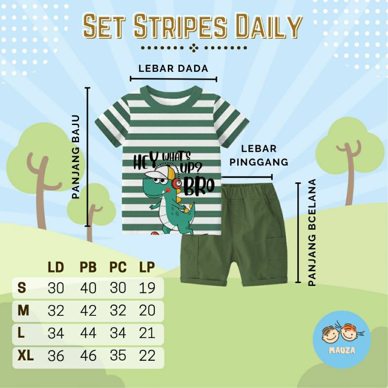 Setelan anak laki-laki/Set stripes daily/setelan stripe