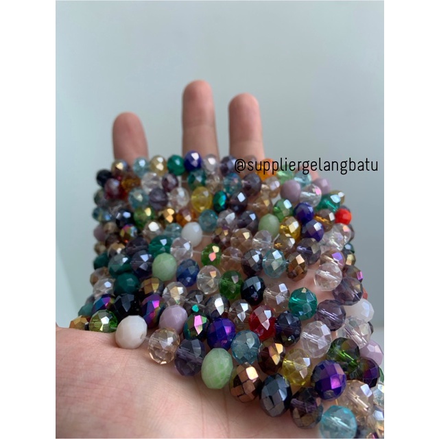 Crystal Ceko multicolor 10mm mix campur warna bahan craft manik donat