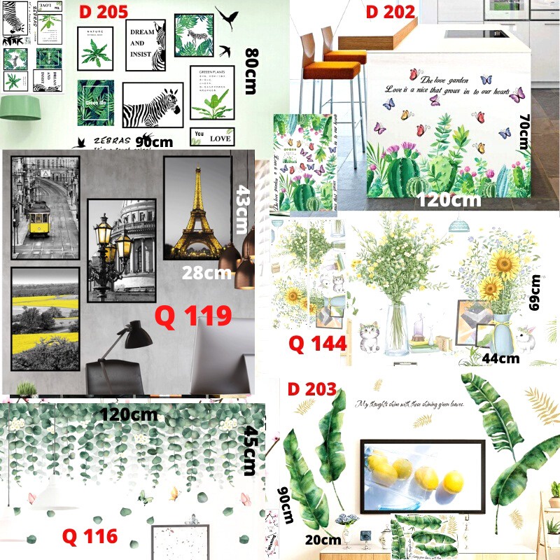 WALLSTICKER WALL STICKER STIKER DINDING MINIMALIS DAUN PISANG D1 POHON KAKTUS MONSTERA MONTERA HIJAU WALSTICKER PINTU JENDELA KACA TEMBOK WALLPAPER PAPER WALLPEPER KAMAR MANDI WALLSTIKER DEKORASI KULKAS RUMAH RUANG TIDUR KERAMIK DAPUR WALSTIKER RUMPUT