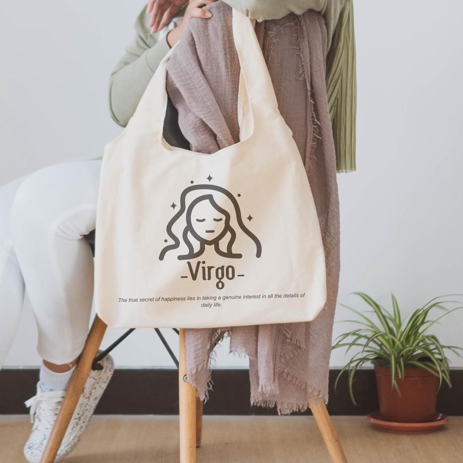 Wow Murah Meriah.. Sevine Tote Bag Kanvas Tas Wanita Kuliah Fashion Laptop Totebag  Aesthetic Zodiac