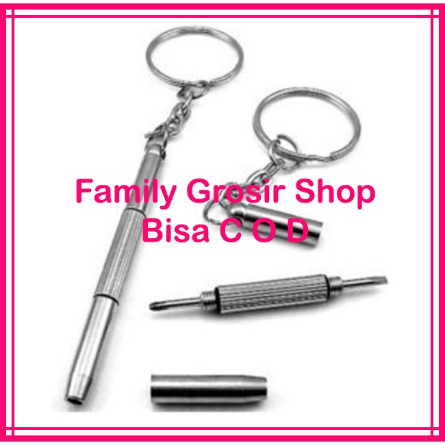 Gantungan kunci obeng 3in1 plus minus mini Reparasi Kacamata keychain