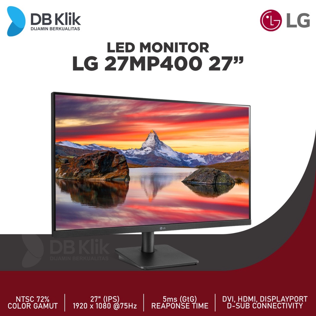 LED Monitor LG 27MP400 27&quot; IPS 75Hz Full HD HDMI D-Sub - LG 27MP400-B