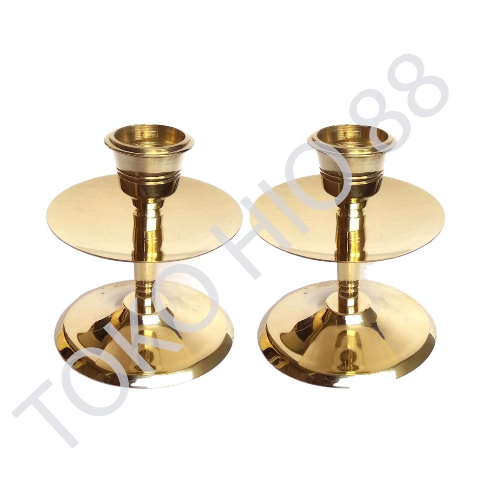 Tempat Lilin Tancapan Kaki Candle Holder Bahan Kuningan Asli TL06A harga Sepasang Kualitas Bagus