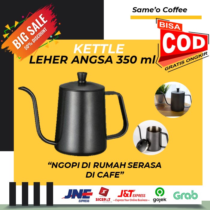 KETTLE LEHER ANGSA 350 ml BLACK - KETTLE GOOSNECK FOR POUR OVER