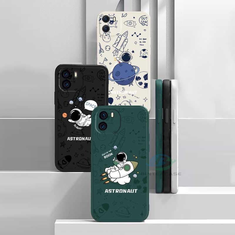 Casing Soft Case Silikon Motif Astronot Luar Angkasa + Lanyard Untuk IPhone 14 / 14 Pro / 14 + / 6 / 6S / 7 / 8 +