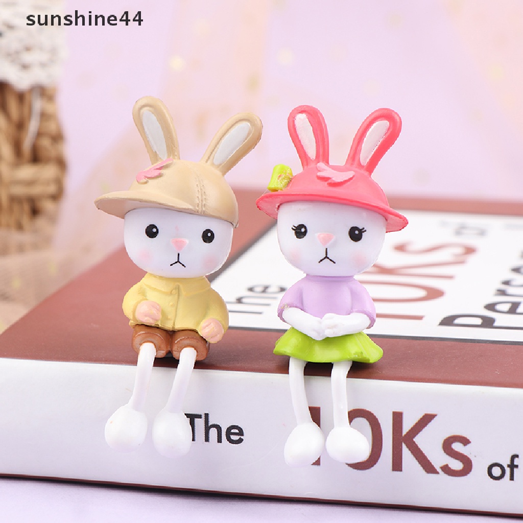 Sunshine Miniatur Kelinci Kaki Panjang Bahan Resin Untuk Dekorasi Rumah