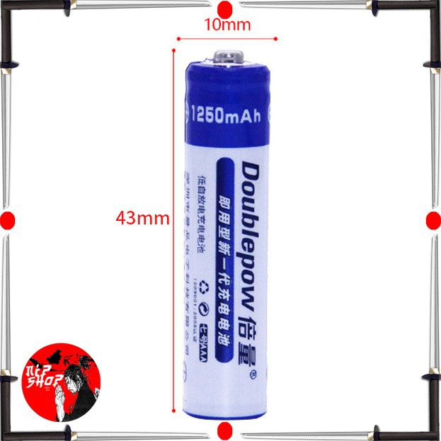 DOUBLEPOW Batu Baterai Alkaline Rechargeable AAA 1250mAh 2 PCS