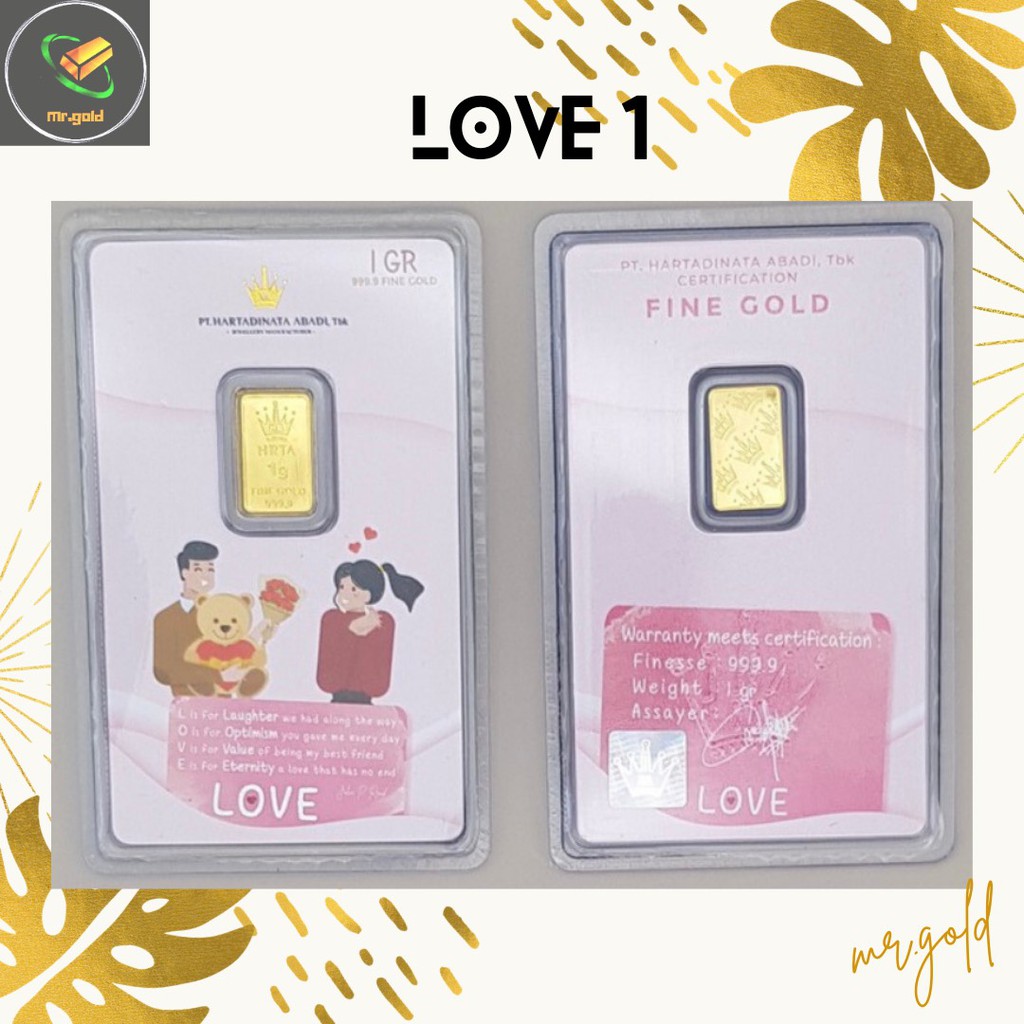 EMAS LOGAM MULIA MINI HARTADINATA ABADI 1 GRAM EDISI VALENTINE 1 GIFT SERIES ACC LM HT GOLD/ LM HRTA