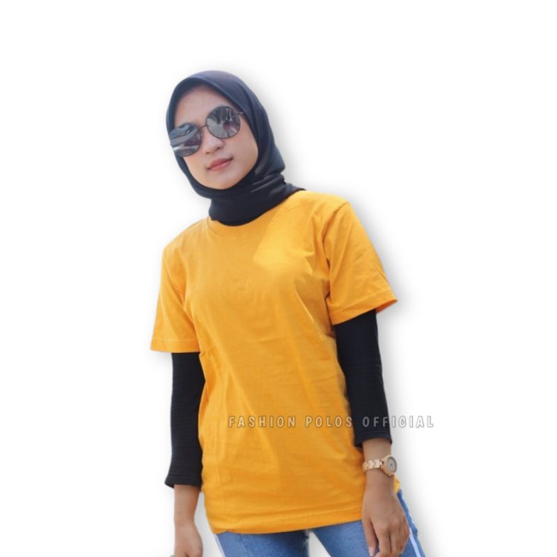 Kaos Polos Kuning Mustard Pria Wanita Lengan Pendek Cotton Combed