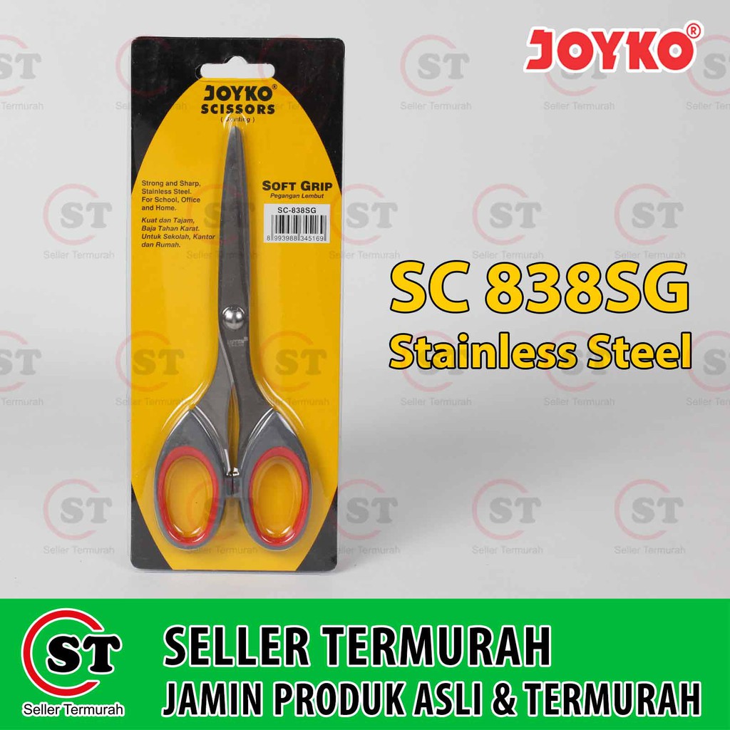 

Joyko Scissors SC-838SG Gunting Empuk Soft Grip Stainless Steel Lembut Tajam Grosir SC-838 838 838SG
