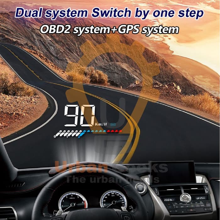 Head Up Display HUD OBD2 dan GPS Speedometer Digital Car LED refleksi