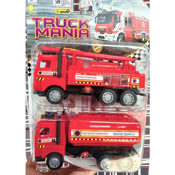 Mainan Mobilan Truck Pemadam Kebakaran Dan Tangki Pullback +-20cm (Harga 2pcs)