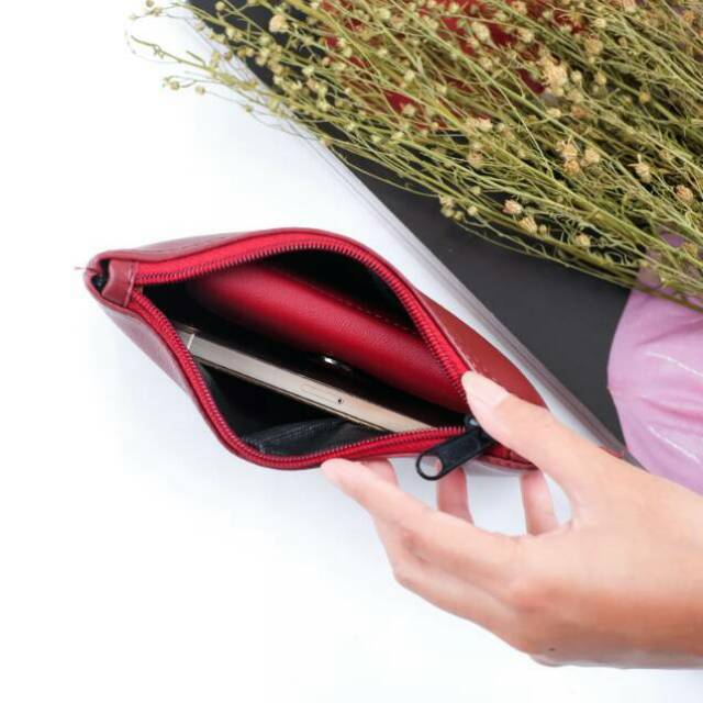 Dompet Wanita polos Kulit Sintetis Tempat HP dan Uang dompet panjang Murah pouch Travel Organizer