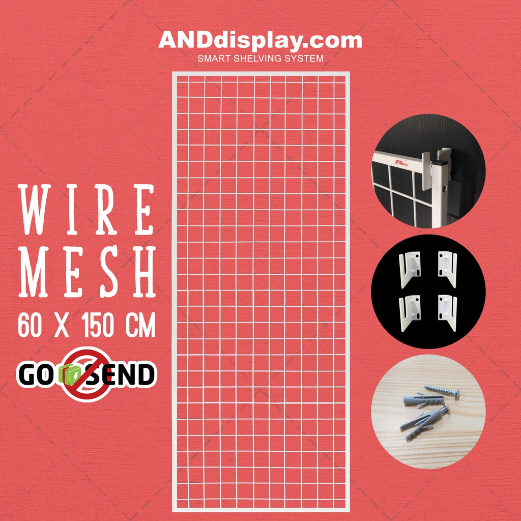 WIREMESH 60x150CM + H5 WALL PUTIH KAWAT RAM DINDING WIRE GRID