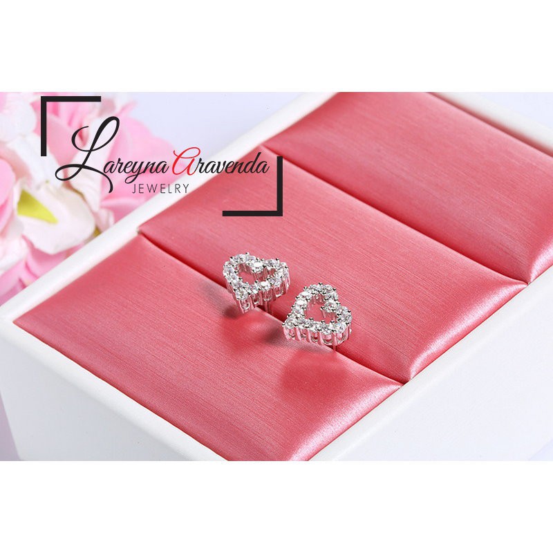 Anting Kristal Wanita Silver S925 Model Love Ear Studs AT032