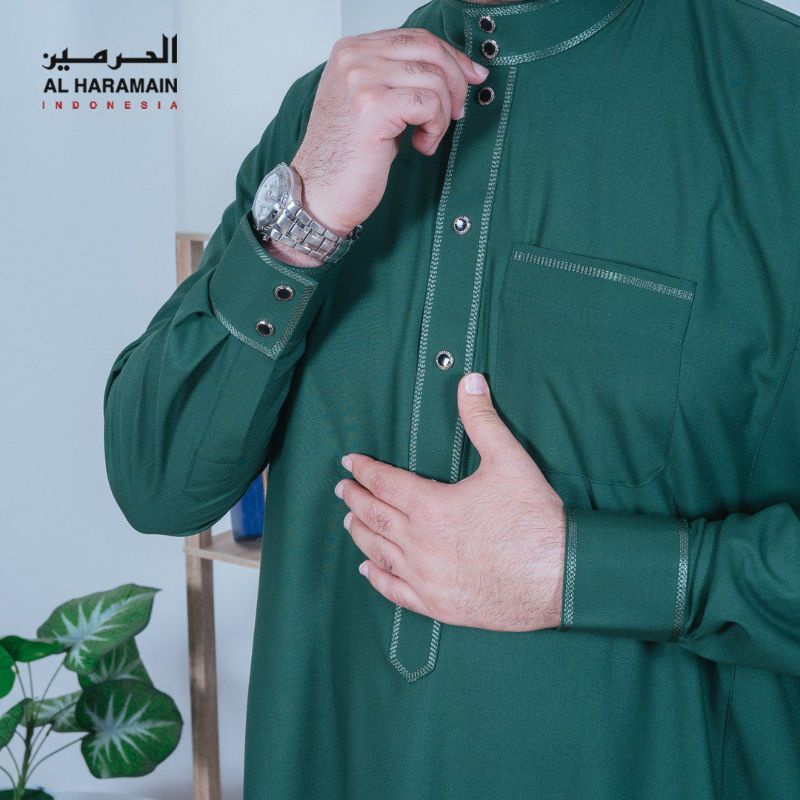 GAMIS JUBAH AL HARAMAIN PRIA DEWASA KANCING PREMIUM MANSET SEMI WOLL ORIGINAL IMPORT VIET