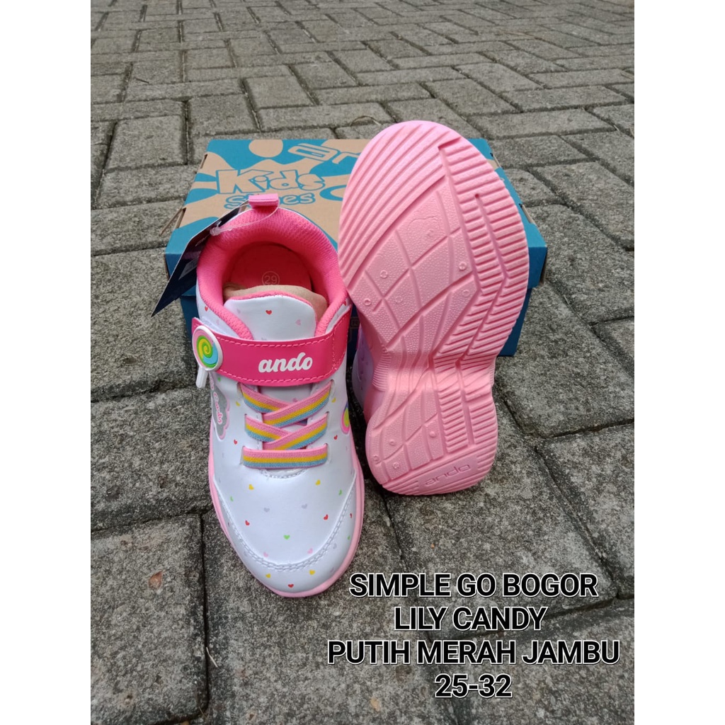 SEPATU ANAK PEREMPUAN TK SD SNEAKERS ANDO VELCRO LILY CANDY AND SMALL BES 25-32