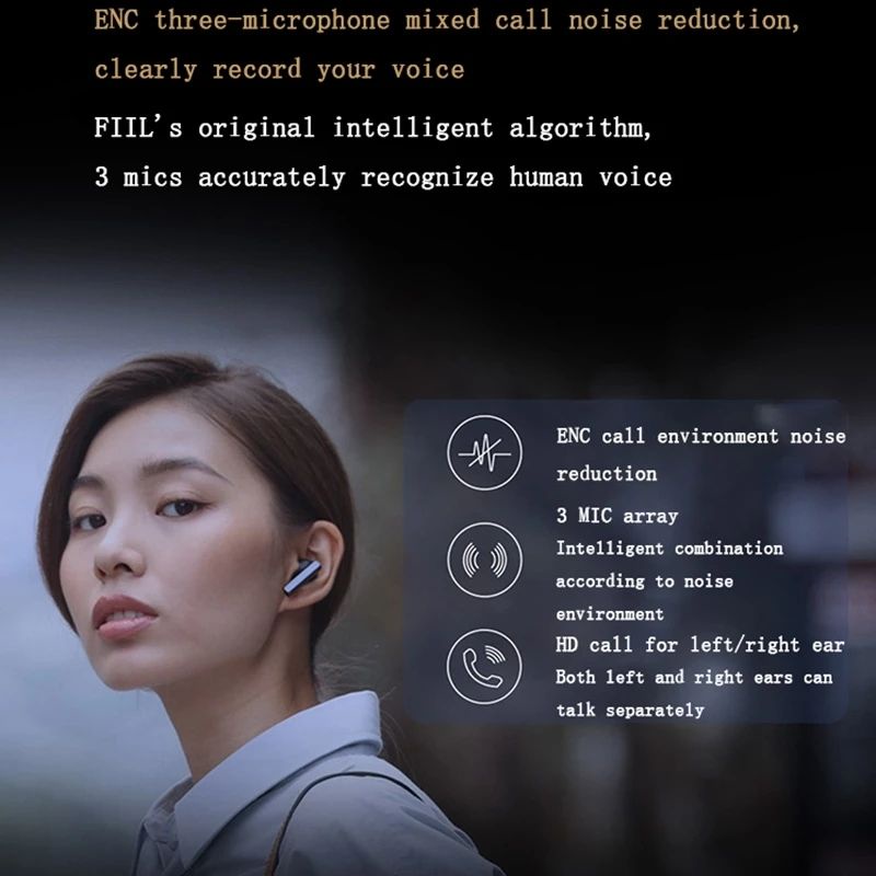 FIIL CG PRO ANC ENC Ambient TWS Earphone Earbud Bluetooth 5.2 Game Sport