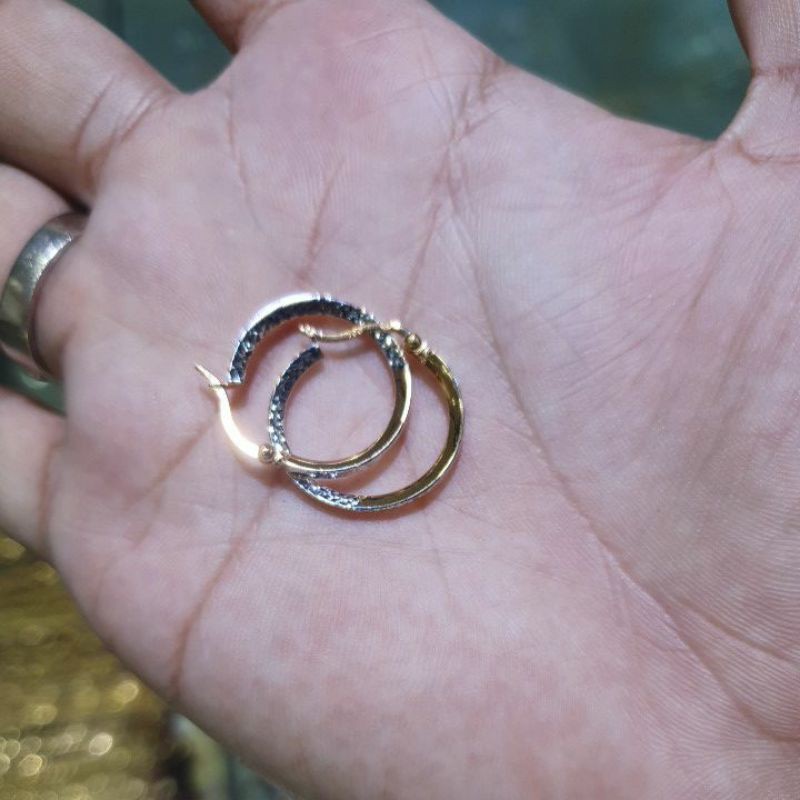 anting emas 700 bulat klip kombinasi warna