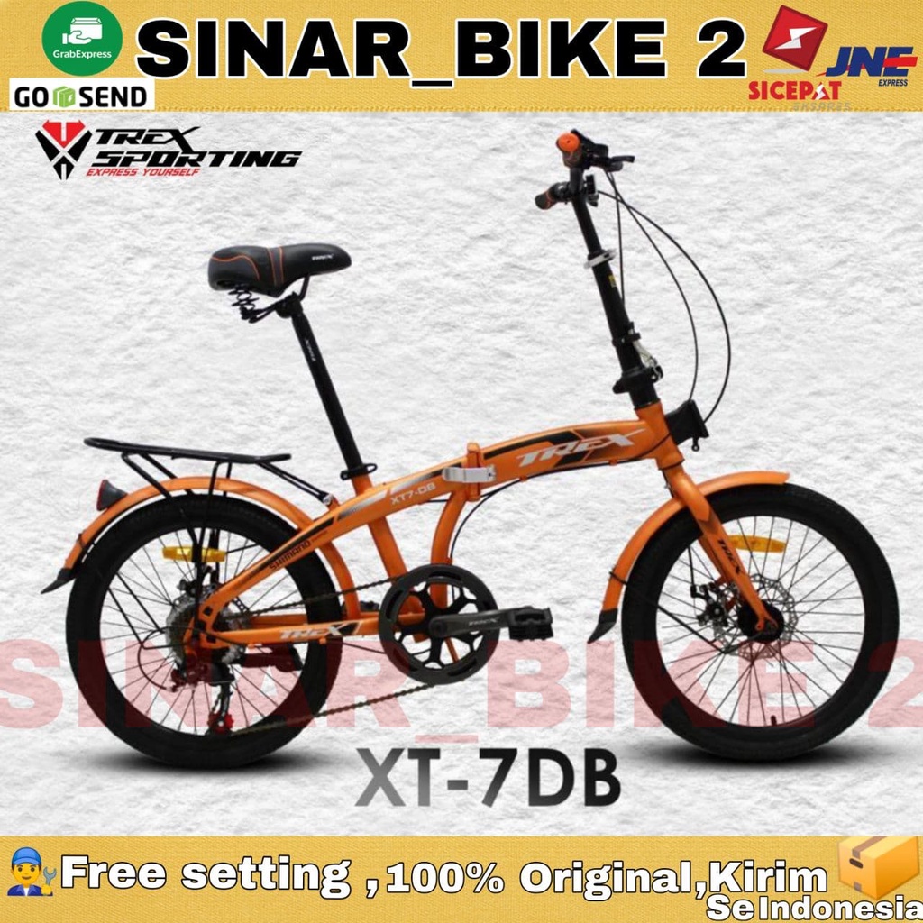 Sepeda Lipat 20 Inch TREX XT-7 DB Double Discbrake 7 Speed Shimano