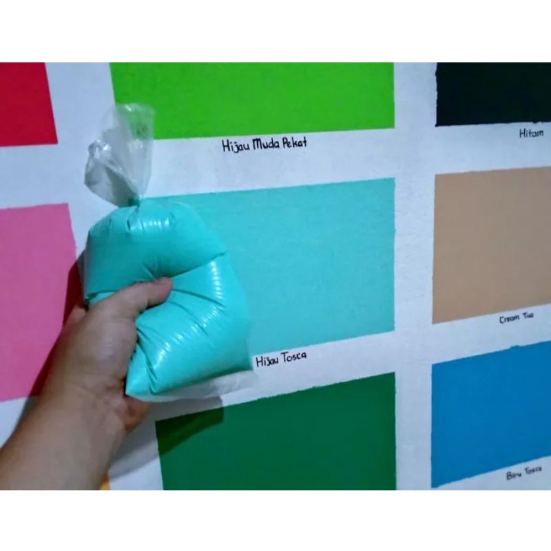 Cat kiloan berkualitas warna hijau tosca berat 1 kg / Cat Kiloan Tembok/ Cat Tembok Kiloan/ Cat Kema