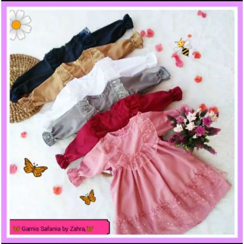 Gamis Safania by Zahra Gamis Toyobo mix Brokat Tile Mutiara Gamis Anak Gamis Bayi Lucu