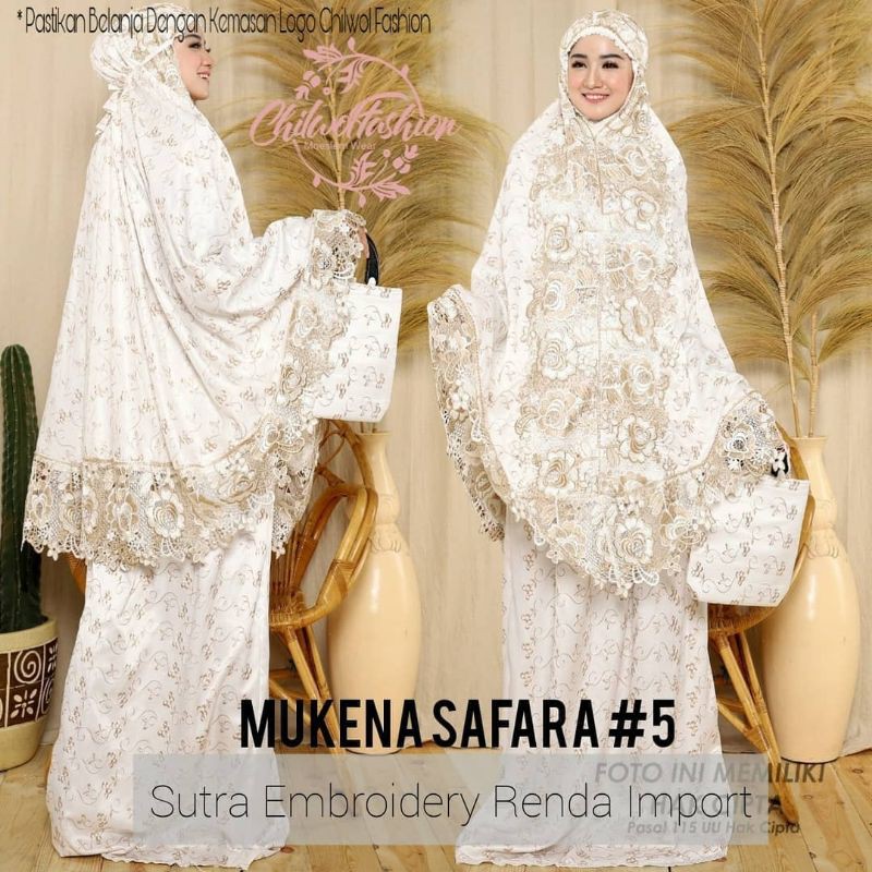 mukena safara 5 / bahan sutra embroidery renda import