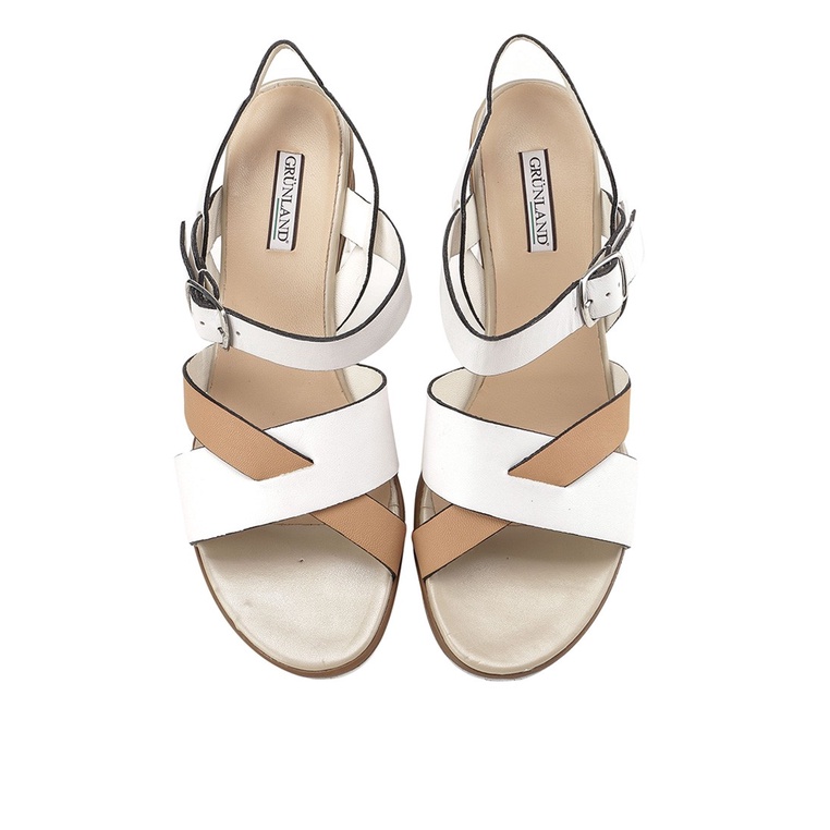 SANDAL WEDGES KULIT GRUNLAND WANITA ORIGINAL SLINGBACK PUTIH GRW02