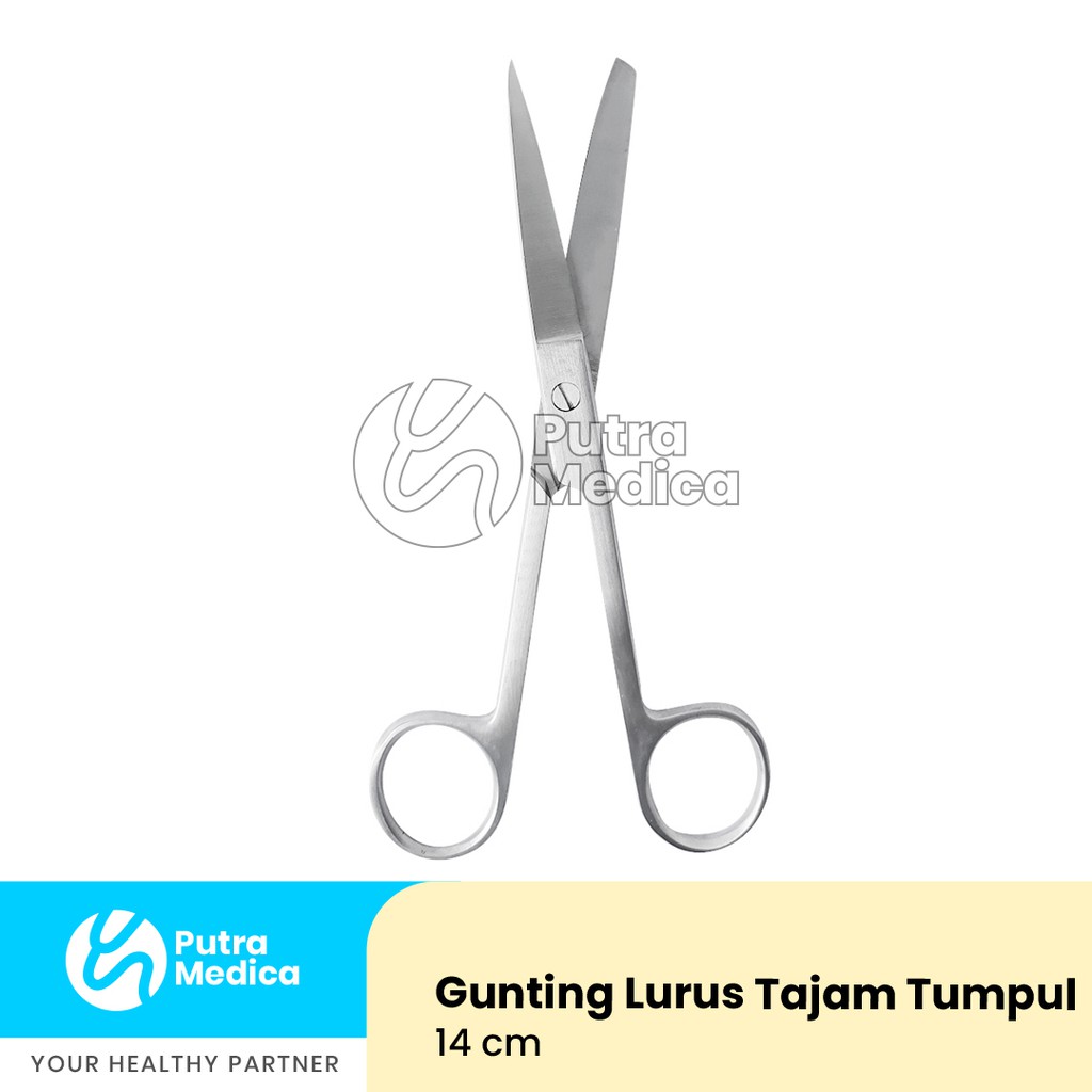 Gunting Jaringan Bedah Operasi Medis Lurus Tajam Tumpul 14cm / Surgical Scissor Stainless Steel