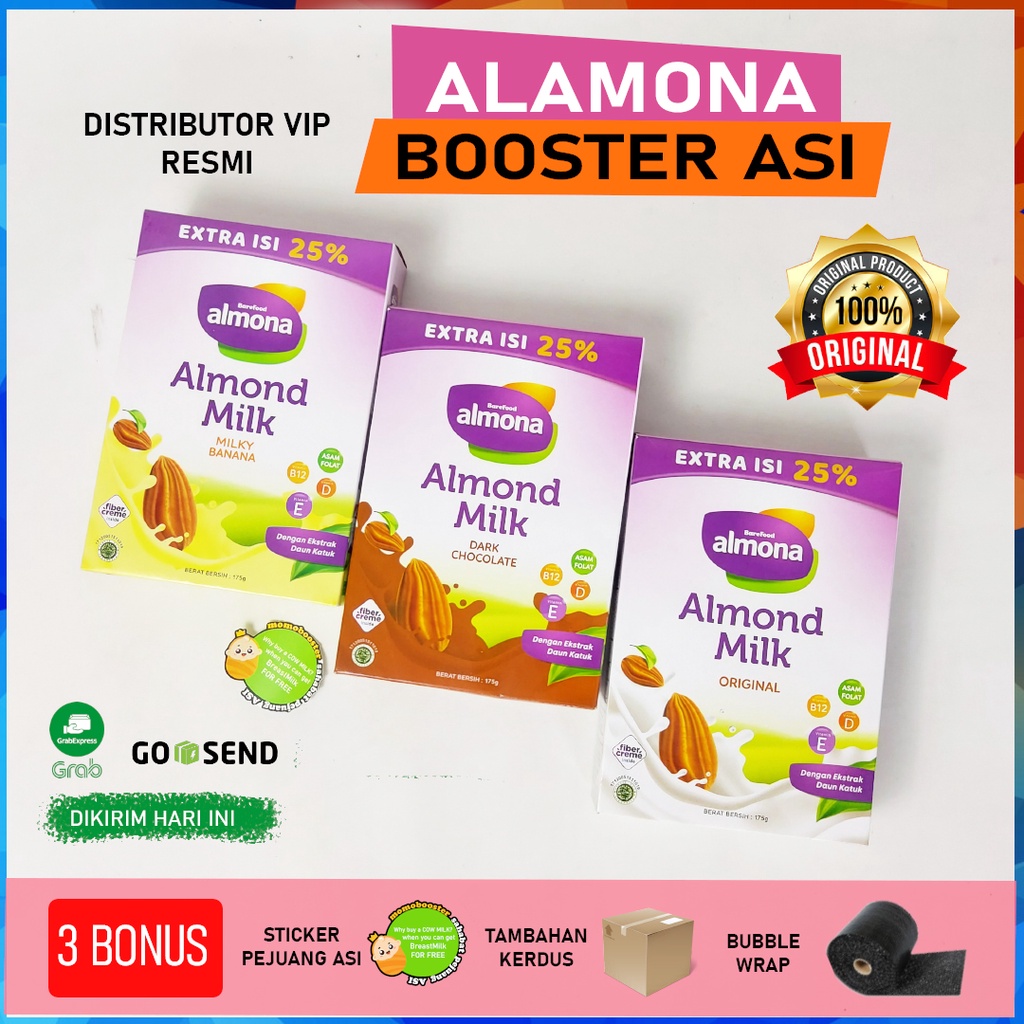 ALMONA Almond Milk Powder ASI BOOSTER with Daun Katuk - Rendah Gula - Tinggi Serat - Dairy Free