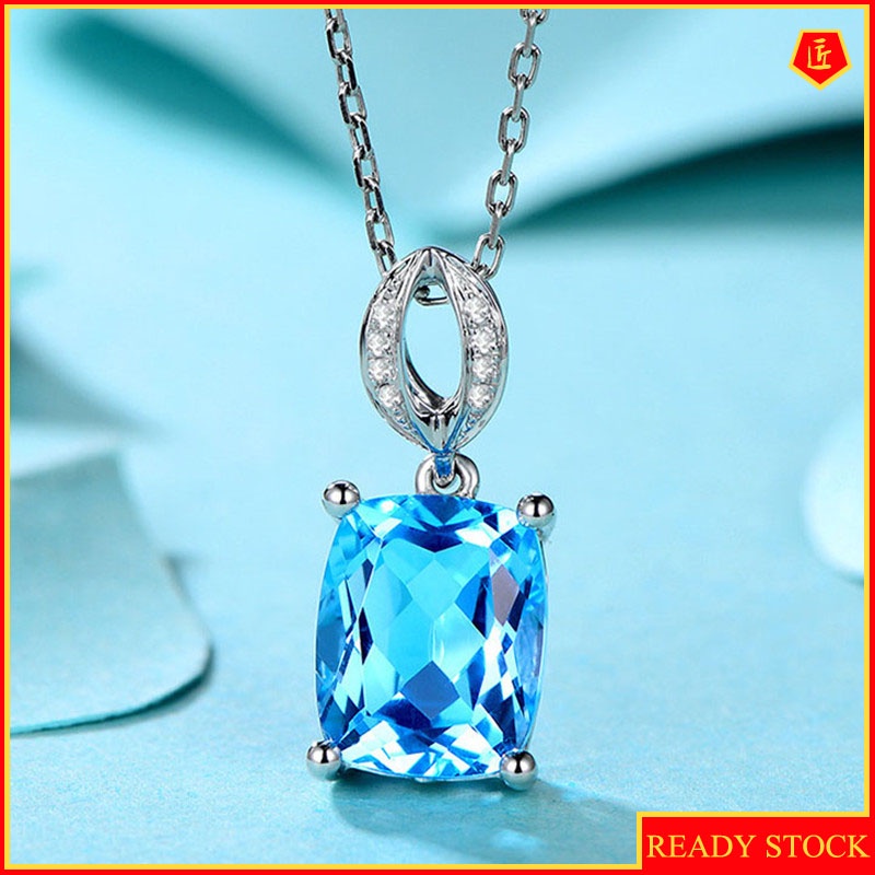 [Ready Stock]Fashion 18K Gold Plated Sapphire Necklace Pendant