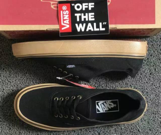 SEPATU43 VANS AUTHENTIC FULL BLACK HITAM POLOS WHITE PUTIH OLDSKOOL ERA