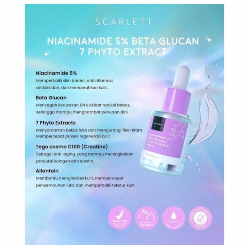 SALE !! SCARLETT BRIGHTLY EVER AFTER SERUM SKIN SMOOTHING RETINOL DAN NIACINAMIDE 5% BETA GLUCAN
