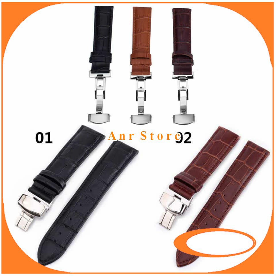 Tali Jam Tangan Kulit Asli Model Butterfly Clasp Buckle Sambung Free Pen