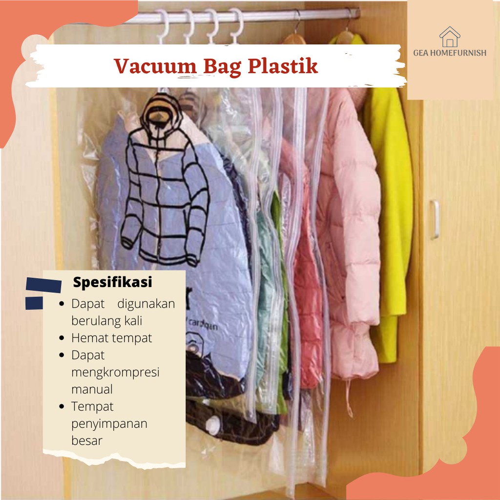 Vacuum Bag Plastik Pakaian Gantung