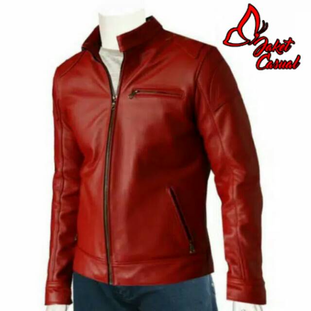 JAKET KULIT CASUAL MERAH