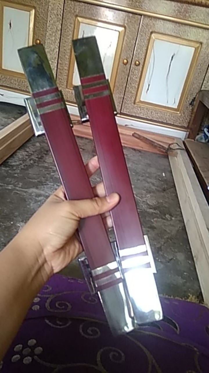 1set (2 Pcs) Pull Handle Pintu Kotak Segi Marun + 1set Body Kunci Pelor Tarikan Pintu Gagang Pintu