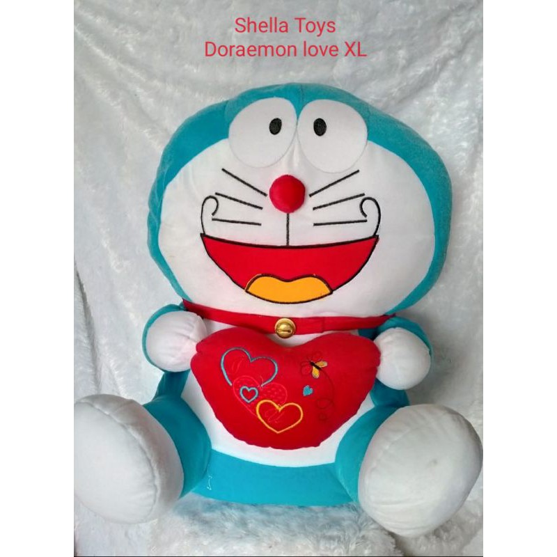 Boneka Doraemon Pegang Dorayaki, Love dan Wokmen Ukuran XL