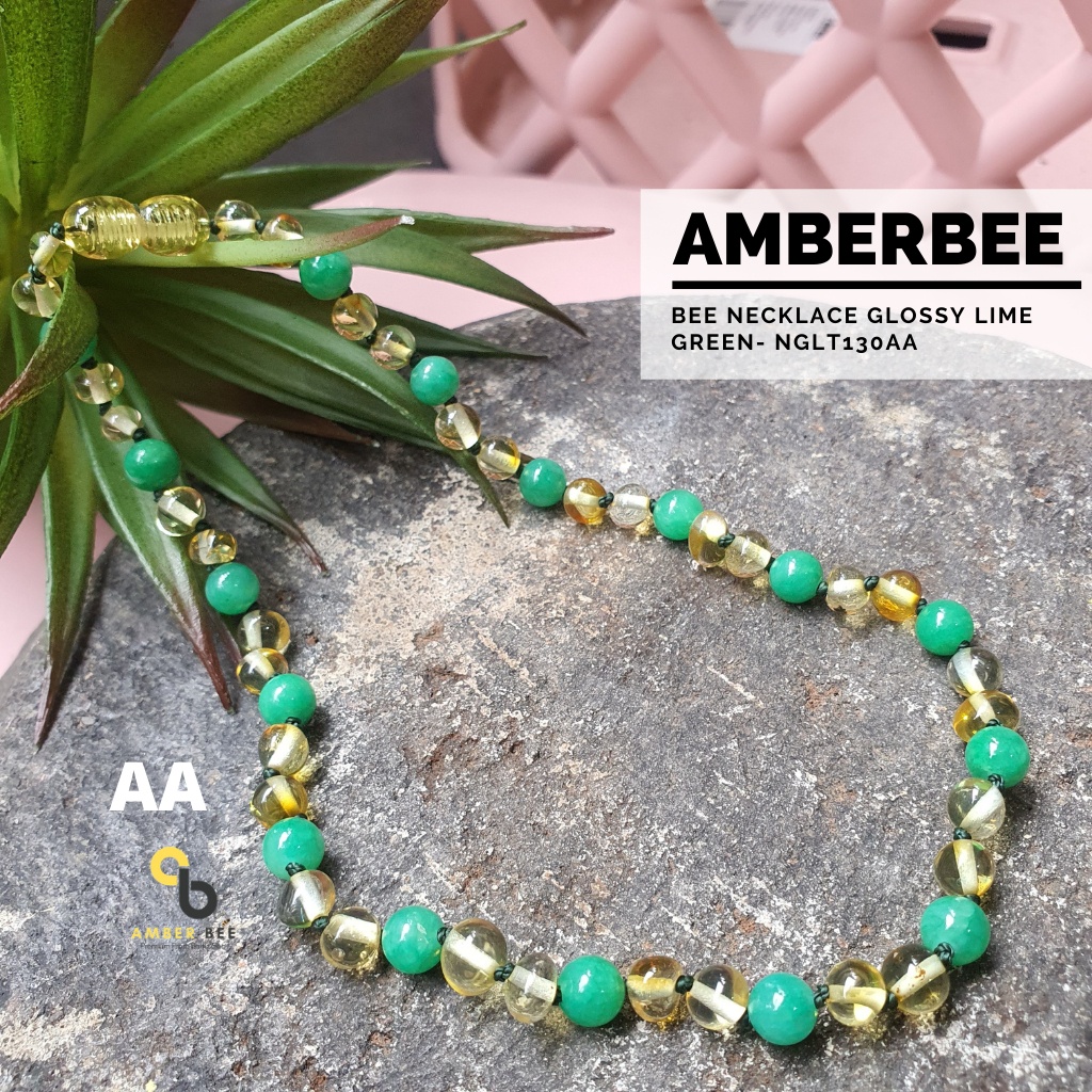 Kalung Amber Baby &amp; Anak Premium Glossy Lemon Turquoise Green NGLT130 By Amber Bee